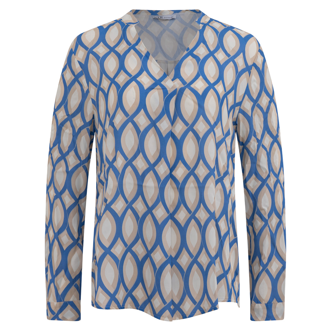 6304IN Bluse V Infinitydruck eisblau