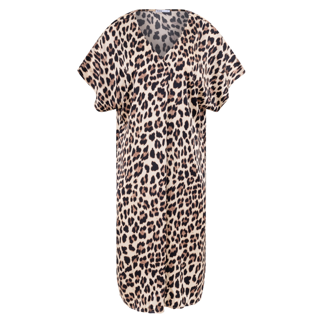9421LE Kleid V Leo Druck