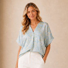 Lade das Bild in den Galerie-Viewer, 9322BL Bluse V Viskose Stretch Blumendruck
