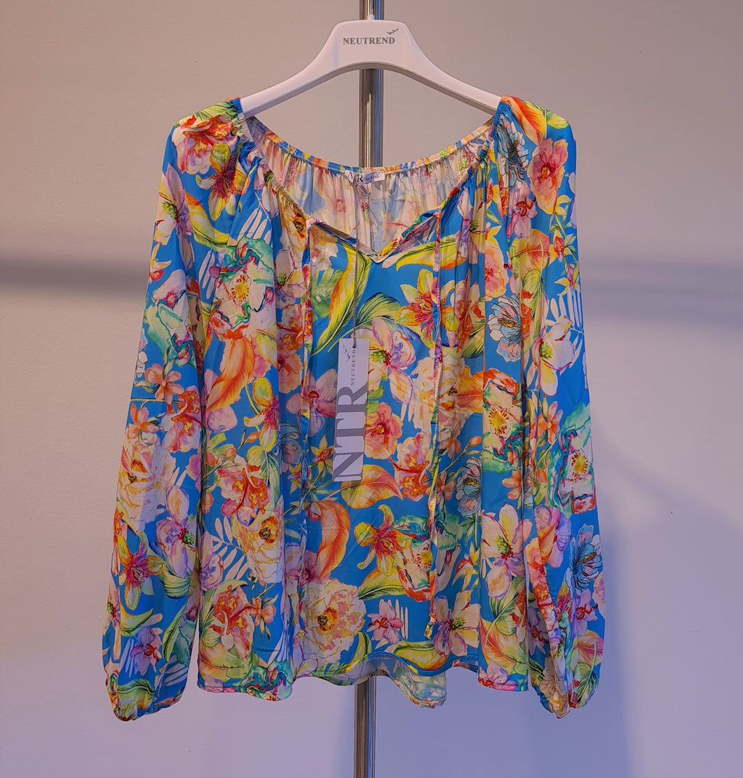 6301BL Bluse Blumendruck azur
