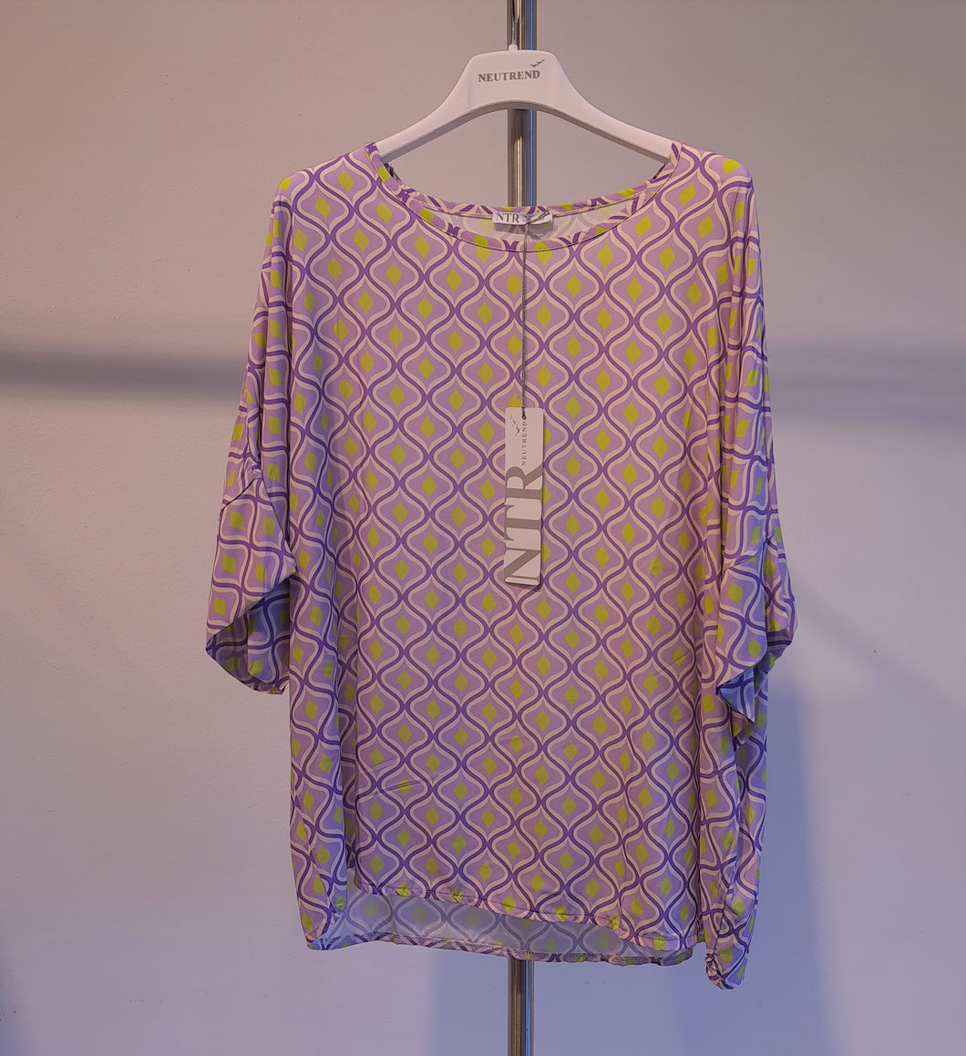6201RE Blusenshirt Retrodruck lavendel