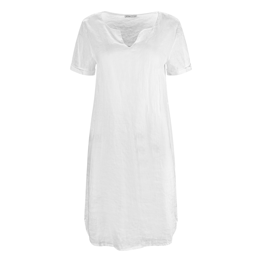 4201 Kleid V Ausschnitt 100% Leinen