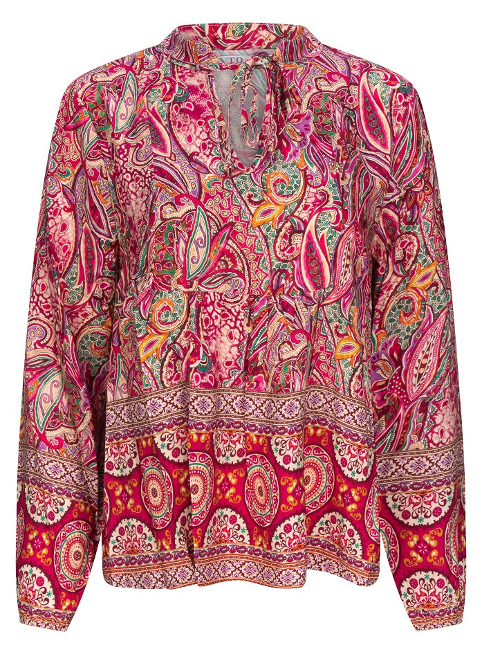 6305PA Bluse V Bändchen fuchsia