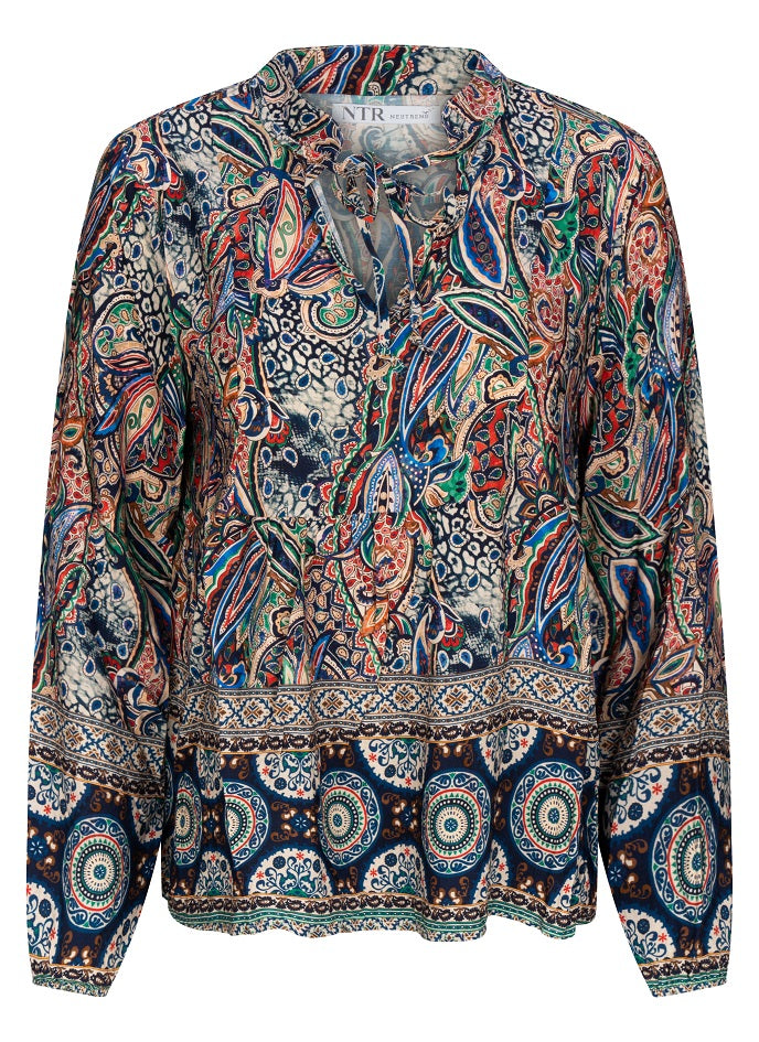 6305PA Bluse V Bändchen indigo