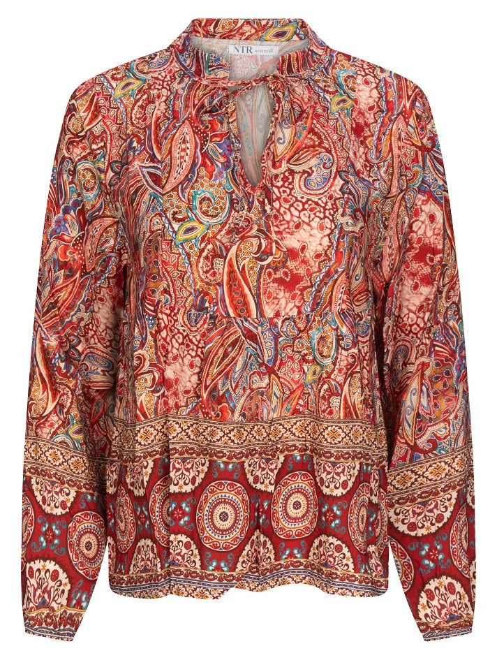 6305PA Bluse V Bändchen karminrot