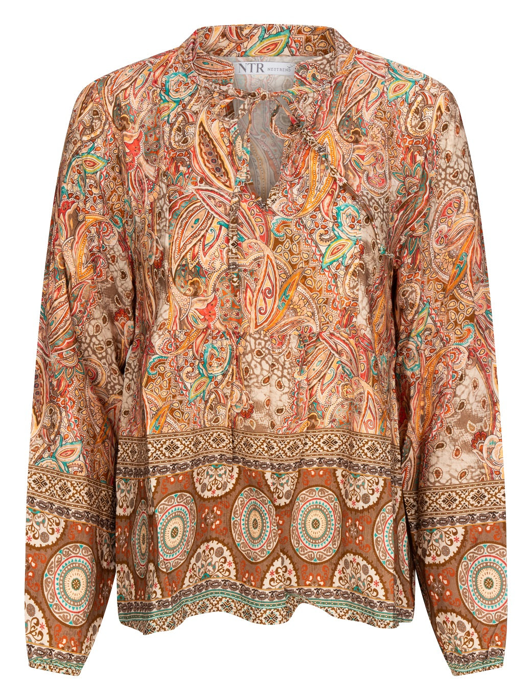 6305PA Bluse V Bändchen karamell