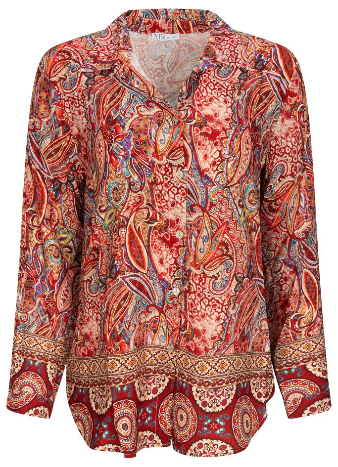 6306PA Bluse Hemdkragen karminrot