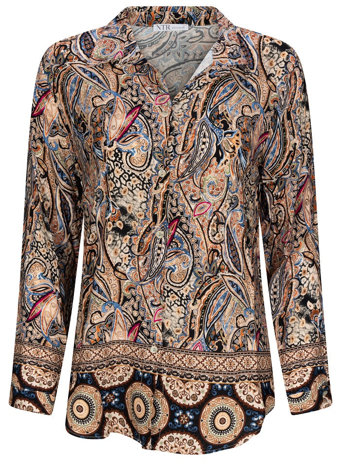 6306PA Bluse Hemdkragen schwarz